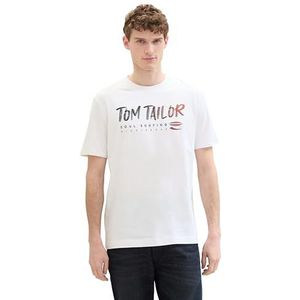 TOM TAILOR Heren T-shirt, 20000 - wit, L