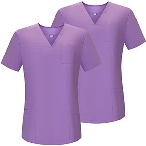 MISEMIYA - Verpakking van 2 stuks - shirt dames medische korte artsen verpleegster tandartsen G718, lila G715-38, XL
