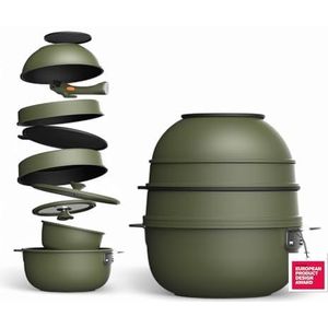 MasterPRO Share & Play 10-delige stapelbare kookgereiset, afneembare handgreep, ruimtebesparend, gegoten aluminium, ceratech keramische coating, geschikt voor inductie- en ovenbestendig, Thermo