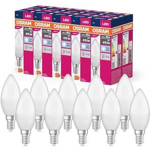 OSRAM LED STAR VALUE KLASSISK B40 LED LAMP til E14-base, stearinlys, FR, 470 lumen, kold hvidt (4000K), udskiftning til konventionelle 40W pærer, ikke dæmpbar, 10-pack
