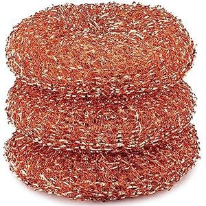 Full Circle Lucky Scrubber - Copper Sponge Set of 3 Scrubbers to Clean Stubborn Dirt Without Scratching Surfaces - Odorless Kitchen Sponge - Pack of 3