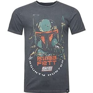 Recovered Star Wars Movie T-Shirt - Boba Fett - Houtskool - Officieel gelicentieerd - Retro Vintage Style, Handgedrukt, Ethisch Bron, Veelkleurig, M