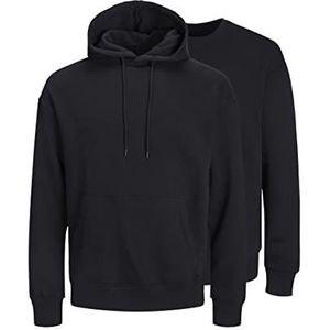 JACK & JONES Heren Jjebradley Mix 2pk Mp sweatshirt, Black/Pack: Hood+Crew, S EU, Zwart/Pack: capuchon + crew, S