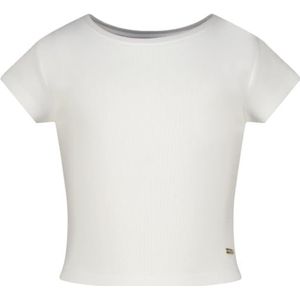 Vingino Basic Crop Rib Tee T-shirt voor meisjes, echt wit, 16 Jaar