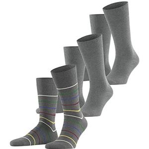Esprit Heren Multi Stripe 3-pack sokken duurzaam biologisch katoen kort patroon 3 paar, grijs (Light Grey Melange 3390), 40-46 EU