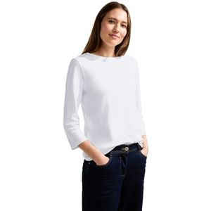 Cecil Dames Boatneck Basic katoenen shirt U-boothals, wit, XS