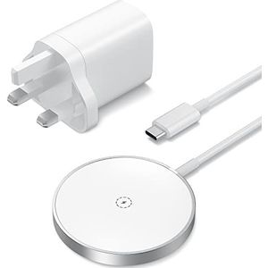 Draadloze oplader, Lychico Magnetische Draadloze Oplader Pad Ingebouwde 20W USB C Charger en 1,5M (5 ft) USB-C kabel voor iPhone 13/13 Pro/13 mini/13 Pro Max/12/12 Pro/12 mini/12 Pro Max