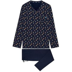 HOM Lange Mandala-pyjamaset voor heren, Print Tibetaanse mandala's Multico Marine Achtergrond, M