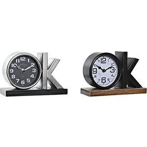 Bordsklocka DKD Home Decor Ziverachtig Zwart Ijzer OK (23 x 8 x 15 cm) (2 Stuks)