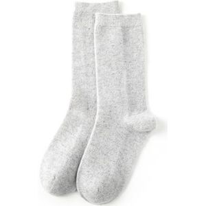 Lindoro Uniseks kasjmierwollen crew-sokken, super zachte en warme pluizige halfhoge sokken voor dames en heren, Grijs, Eén Maat