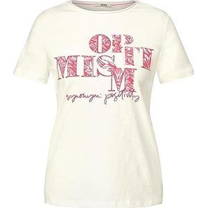 Cecil Dames shirt met korte mouwen bedrukt, Vanilla White, M