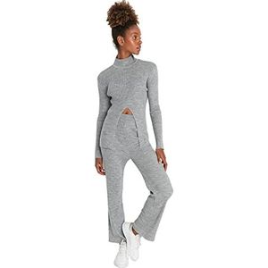 TRENDYOL Loungewear voor dames en heren, medium tailleband; figuurknuffelbroek, Grijs, M