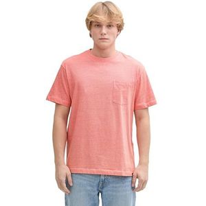 TOM TAILOR Denim T-shirt voor heren, 37597 - Deep Orange White Mini Stripe, XXL