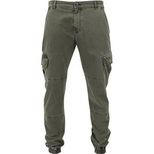 Urban Classics Heren broek Washed Cargo Twill Jogging Pants voor mannen, cargo-broek verkrijgbaar in vele kleuren, maten 30-44, olijfgroen, 34