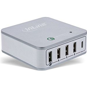 InLine 31509W Quick Charge 3.0 USB-voeding, oplader, 4x USB A + USB type-C, 40W, wit