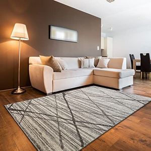 oKu-Tex Designer tapijt, woonkamertapijt Mercur, zacht geweven tapijt grijs gemêleerd, modern diagonaal design, 80 x 150 cm, vrij van schadelijke stoffen volgens Öko-Tex Standard 100