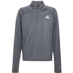 adidas Uniseks-Kind GOTO PZ 1/4 ZIP LONGSLEEVE TEE, black/grey three/REFLECTIVE SILVER, 7-8 Years