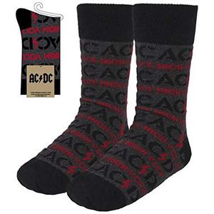 CERDÁ LIFE'S LITTLE MOMENTS Zwarte ACDC-katoenen sokken, officieel Disney-gelicentieerd product, standaard voor heren, Rood en grijs., 35-41 EU