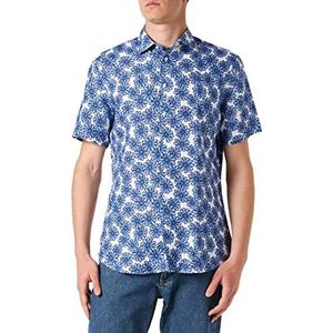 Seidensticker Men's Shaped Fit Shirt met korte mouwen, blauw, 45, blauw