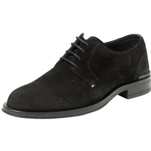 Tommy Hilfiger Heren Derby Schoenen Suede, Zwart, 40 EU