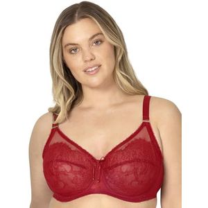 Smart & Sexy womens Plus-size Lace Mesh Unlined Underwire Full Coverage Bra, No No Red, 38DDD US