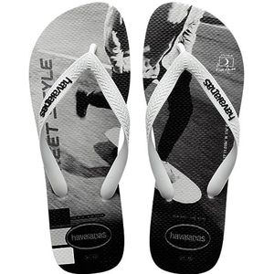 Havaianas Heren Hype WhiteWhiteBlackBlack Flip-Flop, Wit/Wit/Zwart/Zwart, 9/10 UK, Wit Wit Zwart Zwart