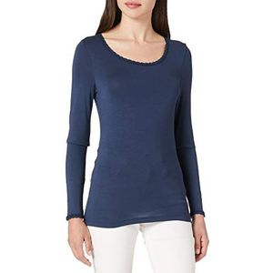Noa Noa Dames Noa Noos Basic Lace Jersey T-shirt met lange mouwen, blauw (Dress Blues 690), XL