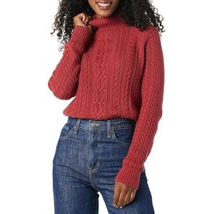Amazon Essentials Dames visser kabel coltrui (verkrijgbaar in grote maten), donkerrood, X-Small