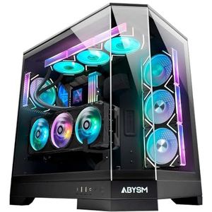 ABYSM Gaming E-ATX Danube SAVA H600 Black behuizing met drie panelen van gehard glas, vier 120 mm ARGB-ventilatoren, controller, GPU-ondersteuning en PCIe 4.0-riser-kabel, 16x