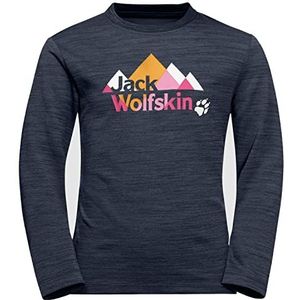 Jack Wolfskin Vargen T-shirt met lange mouwen voor kinderen, uniseks, nachtblauw, 128 cm