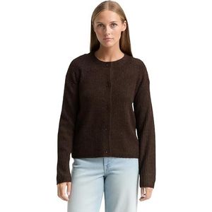 TOM TAILOR - Cardigan - Soft Chocolate Brown Melange - Gebreid Vest voor Dames