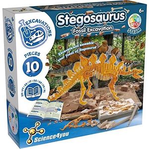 Stegosaurus, graafset voor kinderen + 6 jaar - Graaf en monteer 10 dinosaurusfossielen met dit paleontologische en archeologische speelgoed voor kinderen, wetenschappelijke spellen van 6-10 jaar