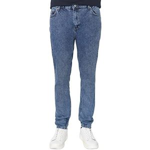Trendyol Heren jonge hoge taille relaxte jeans, blauw, 34, Blauw, 44