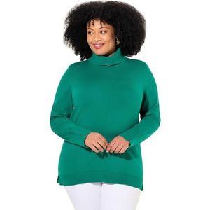 Ulla Popken Coltrui, brede geribbelde manchetten, lange mouwen, pullover voor dames, Emerald Groen, 50 NL/52 NL