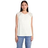 Street One Studio Dames Linnen top met kant in Wit, in size: 36