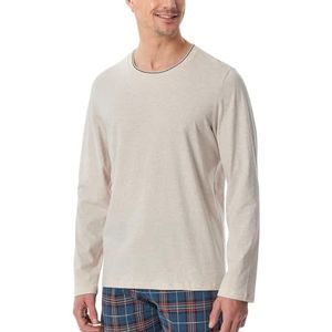 Schiesser Herenslaapshirt met lange mouwen, ronde hals, organisch katoenmix + Relax pyjama-top, beige-gemêleerd: 182042, 48