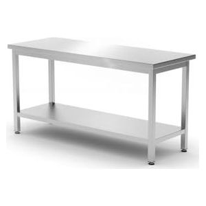 HENDI Werktafel, geschroefd, met opbergplank, in hoogte verstelbare poten, versterkt werkblad, tot 70kg/m2, keukentafel, keukenwerktafel, 1200x600x(H)850mm, roestvast staal AISI 430