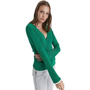 Trendyol Dames Regular Basic Cache-Coeur Knitwear Trui, Groen, S