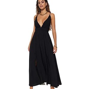Trendyol Maxi Basic Regular Fit geweven jurk voor dames, Zwart, 38