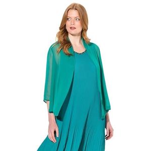 Ulla Popken, Dames, grote maten, chiffonjas, oversized, sjaalkraag, 3/4-mouw, groen, 46-48