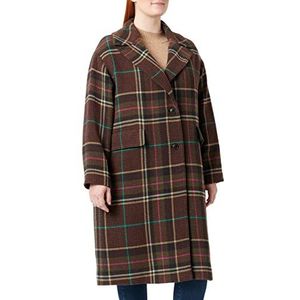 Tommy Hilfiger Vrouwen CRV Wolmix Chk Sb RLX jas geweven, grote ruit/legergroen, 54, Grote Check/Leger Groen