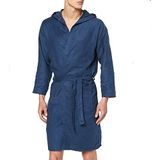PETTI Artigiani Italiani - Badjas microvezel, badjas heren, badjas microvezel heren, badjas dames, badjas microvezel dames, donkerblauw, M, 100% microvezel