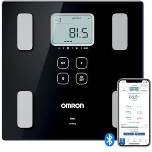 OMRON VIVA Weegschaal voor nauwkeurige gewichtsmeting. Deze weegschaal met lichaamanalyse meet visceraal vet, spiermassa, metabolisme, BMI, en verbindt via Bluetooth met de OMRON Connect app