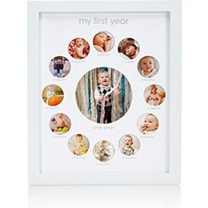 Pearhead Eerste jaar baby aandenken fotolijst, bevat 13 foto's - perfecte moederdag of eerste verjaardag accessoire, creatief doopgeschenk, doopaandenken