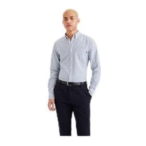 Dockers Heren Stretch Oxford Slim Shirts, Plateau Blue Fin, M