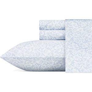 Laura Ashley Home - Twin lakens, zachte satijn katoenen beddengoed set - slank, glad en ademend huisdecor (Blossoming Blue, Twin)