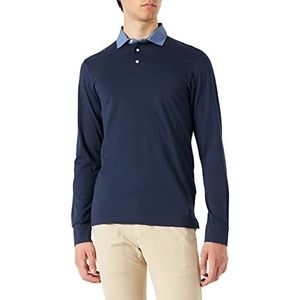 Hackett London Chambray Clr JSY Ls poloshirt voor heren, Blauw (marine Blazer), S