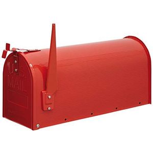 ARREGUI USA Mail USA/R Amerikaanse brievenbus van verzinkt staal, de ""US mailbox"" klassieker met rode vlag, Amerikaanse brievenbus voor buiten, maat L (tijdschriften en C4 enveloppen), rood