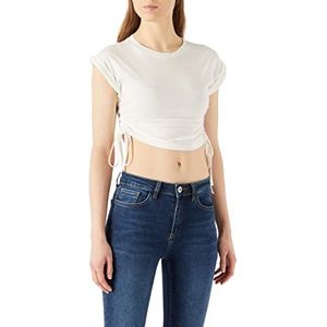 Koton Dames Crop Tank Top mit Rundhalsausschnitt Onderhemd, Gebrochenes Weiß (001), S, Gebrochenes Weiß (001), S