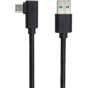 PremiumCord USB-C 90° naar USB 3.0 aansluitkabel 3m, tot 5 Gbit/s, USB 3.0/3.1 SuperSpeed datakabel, USB 3.1 type C stekker 90° schuin op A stekker, kleur zwart, lengte 3m